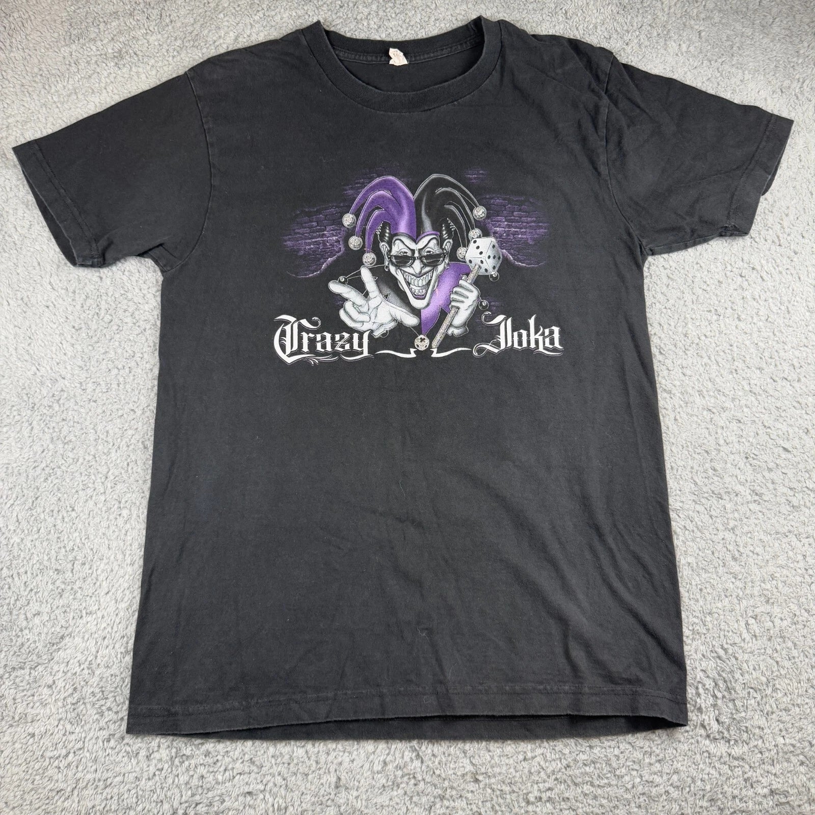 Vintage 2000s Crazy Joka Joker Shirt Y2K Double Sided Size Large