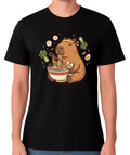 Capybara Eating Ramen Unisex T-Shirt Cute Funny Animal Food Graphic Tee