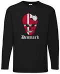 Denmark Football Skull I Men Long Sleeve T-Shirt danish Soccer Flag World