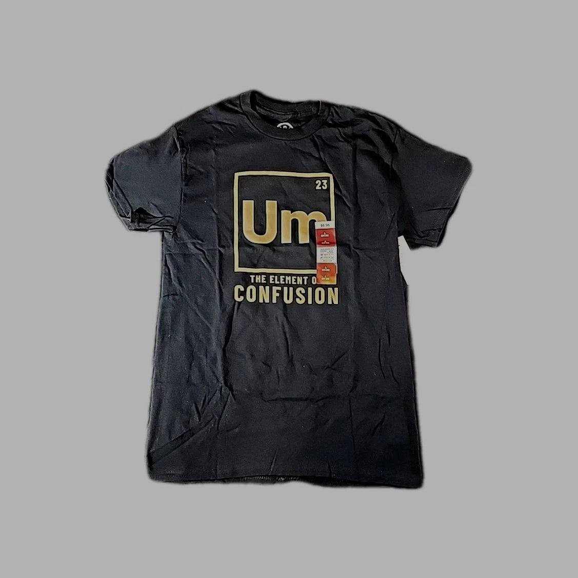 Men's Um The Element of Confusion Black Graphic T-Shirt Size Small NEW