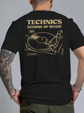 Men’s Technics School of Music Graphic T-Shirt Crew Neck Short Sleeve Top Tee