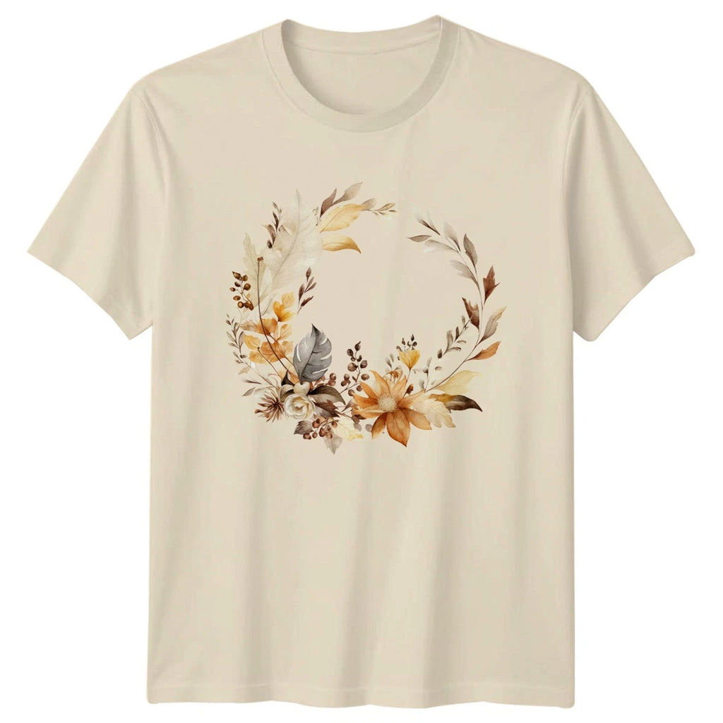 Boho Floral Wreath Watercolor Womens T-Shirt Botanical Nature Mothers Day
