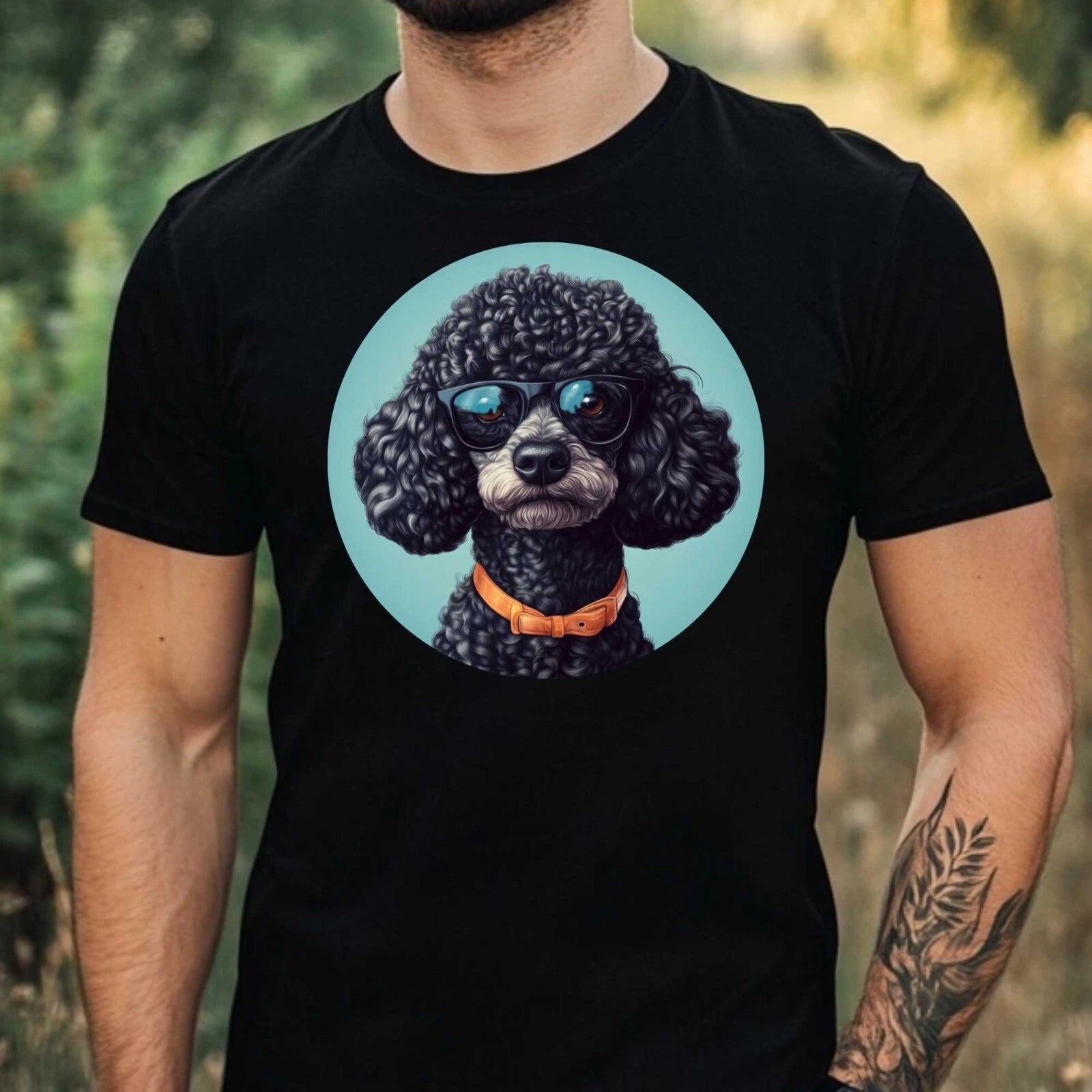 Mens Funny Poodle Print Cotton T-Shirt Size XS to 5XL