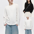 Mens Long Sleeve Crew Neck T Shirt Solid Color Basic Loose Daily Wear Top