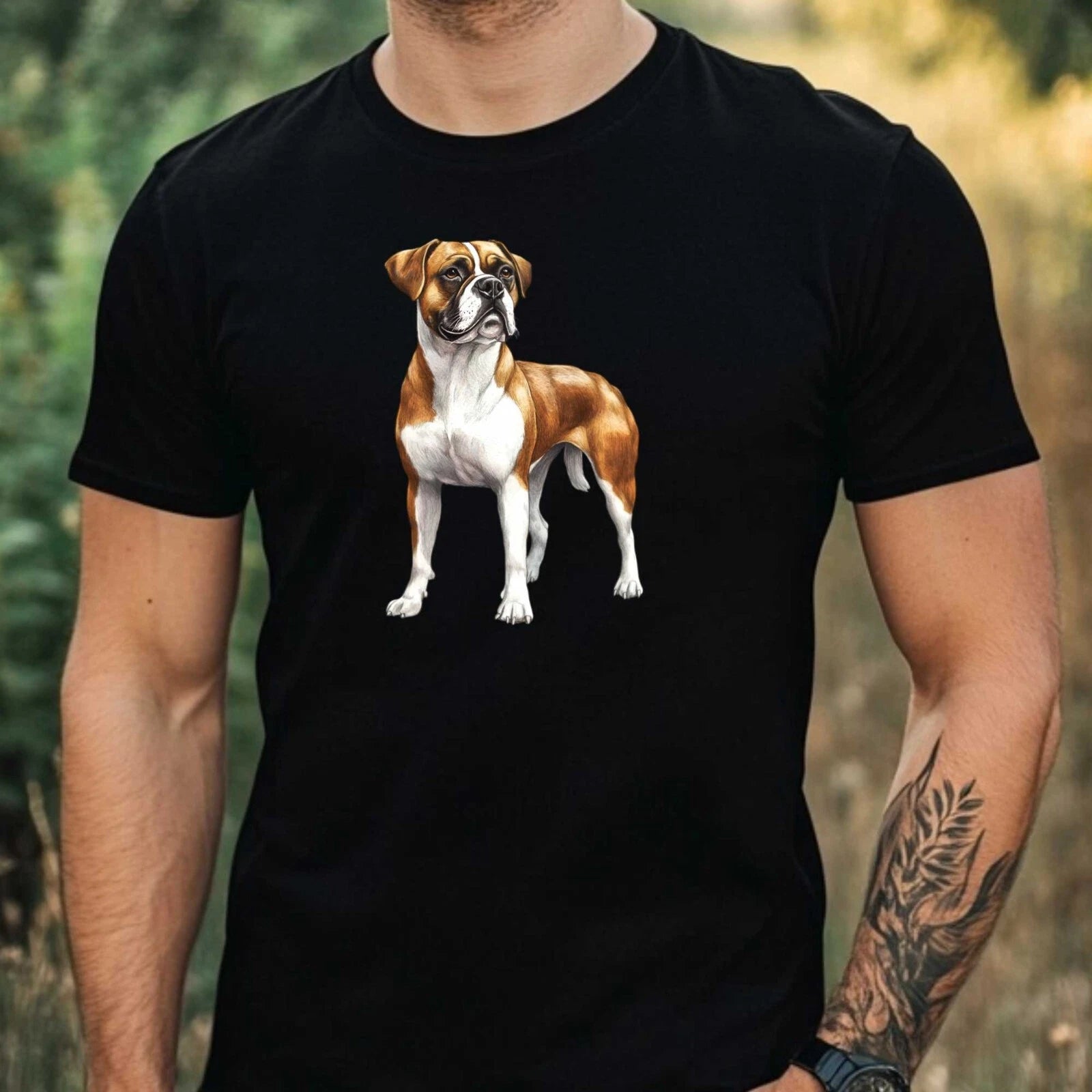 Mens Dog Breeds Watercolour Motif Cotton T-Shirt Size XS to 5XL
