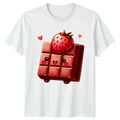 Cute Kawaii Chocolate Strawberry T-Shirt Dessert Food Gift For Him And Her