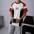 Vintage Italia Flag Embroidered Oversized Football T-Shirt,Retro Soccer Stree