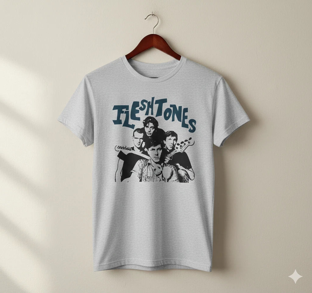 The Fleshtones Band Graphic T-Shirt Vintage Punk Rock Tee Gray - T237