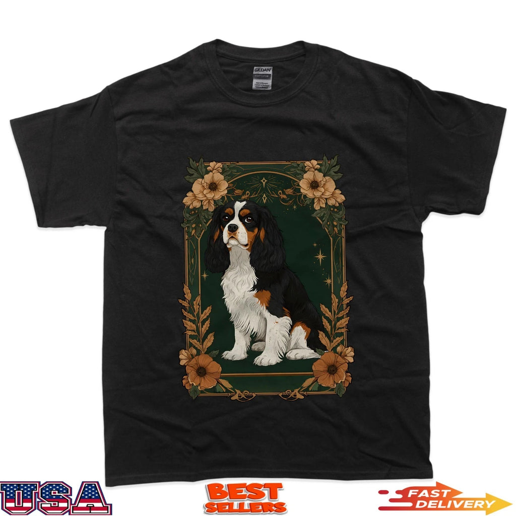 Cute Cavalier King Charles Spaniel Tarot Card Retro T-Shirt