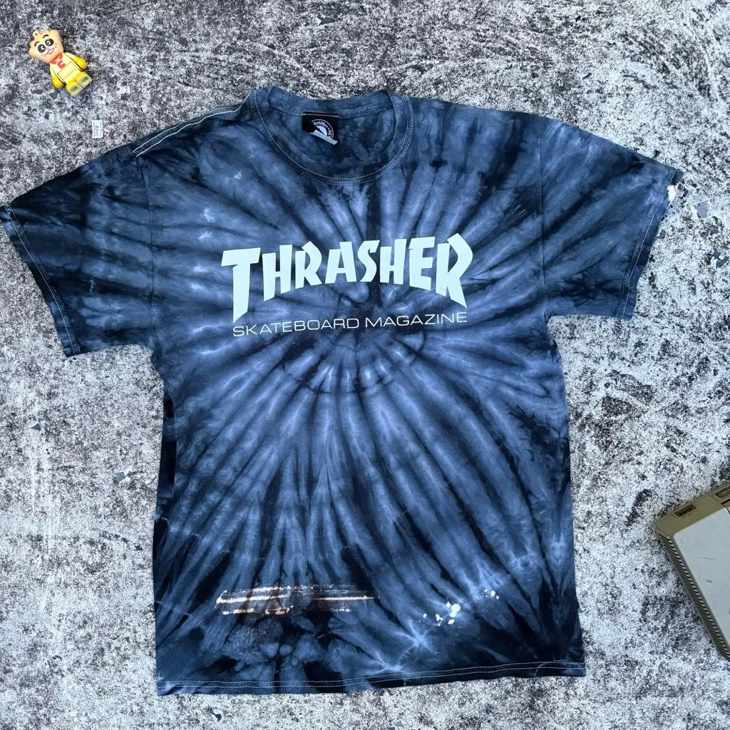 Thrasher Magazine Skateboards Tie Dye Shirt Mens Size M Distressed Bleach Spots
