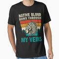 Native American Design With Cool Retro Classic T-Shirt Made in USA Size S to 5XL