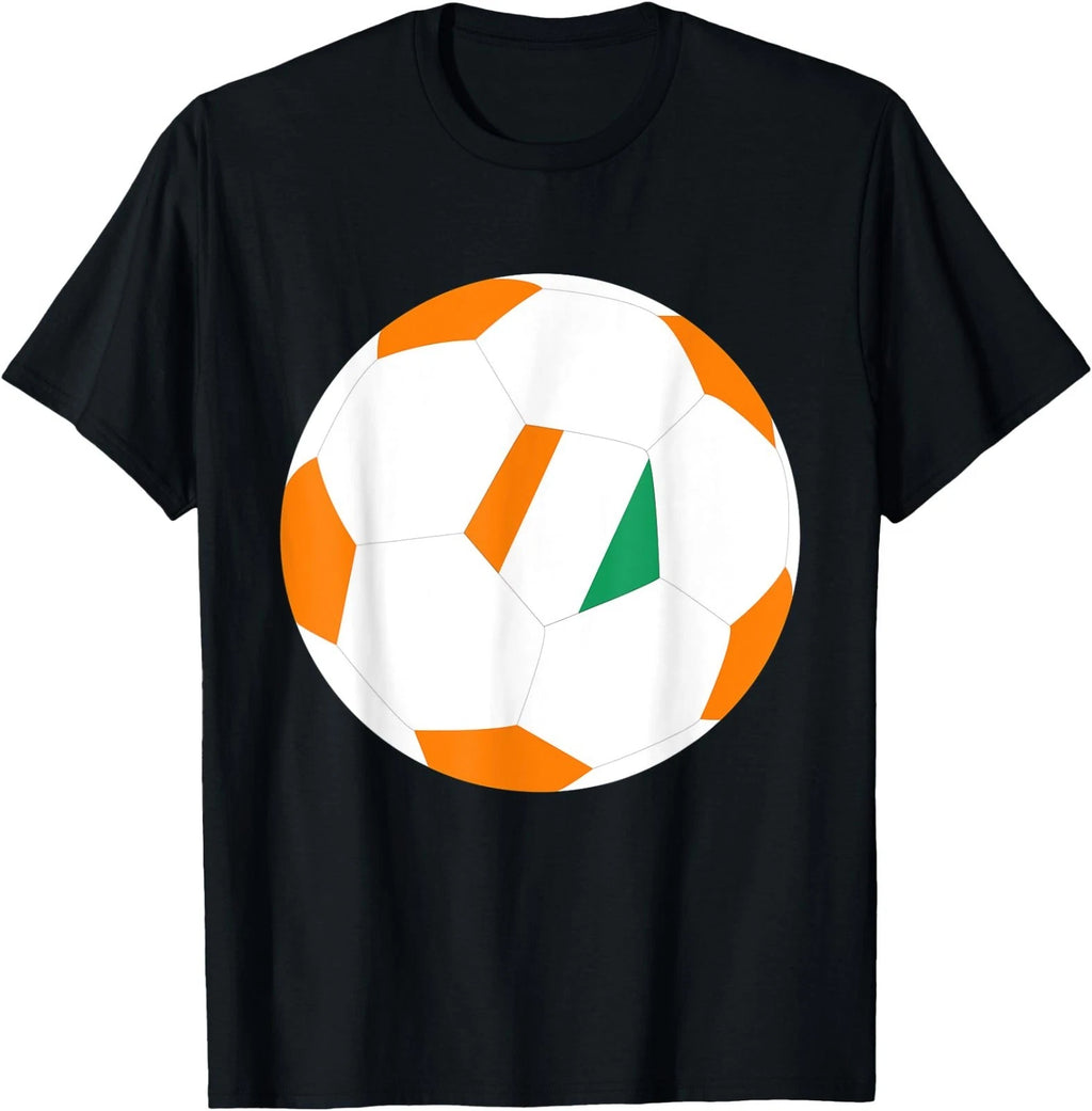 Ivory Coast Soccer Ball Ivorians Flag Jersey Pride Print T-Shirt