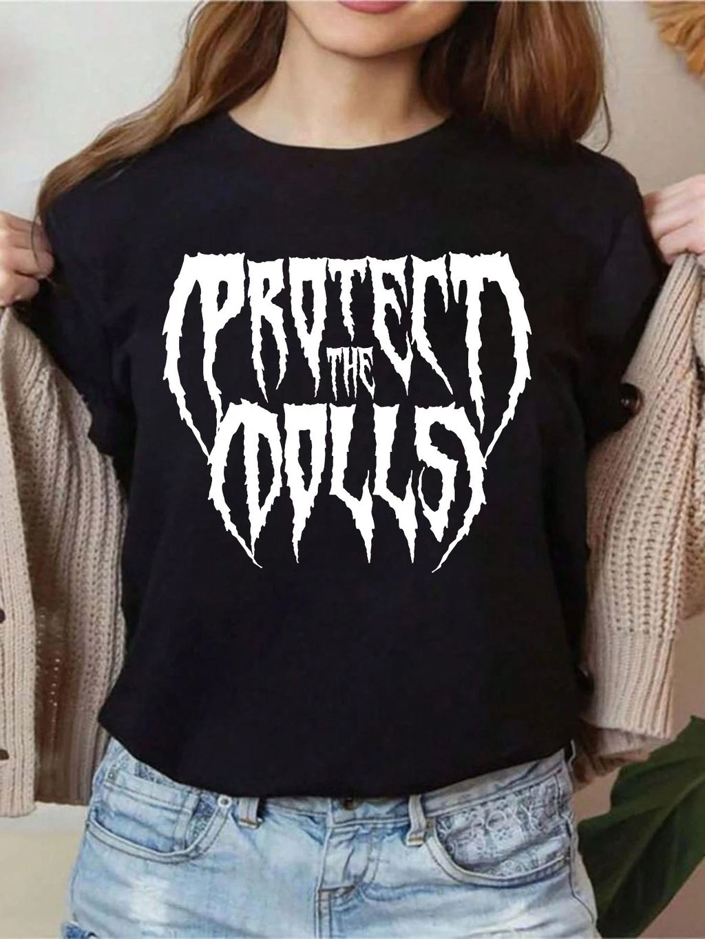 Protect The Dolls T-Shirt Trans Rights Activism Queer Pride Slogan Casual Top