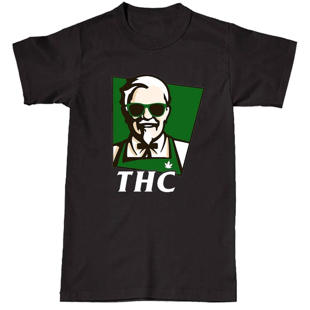 THC funny fast food weed black t-shirt novelty gift teen dad joke fried chik