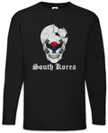 South Korea Football Skull I Men Long Sleeve T-Shirt Soccer Flag World