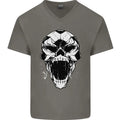 A Football Skull Soccer Footy Mens V-Neck Cotton T-Shirt