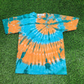 Vintage 90s Spiral Burst Tie-Dye Shirt Medium 19x26 Blue USA