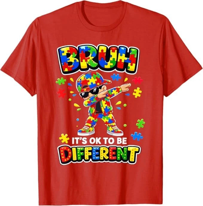 Bruh Its OK to Be Different Autism Awareness Kids Boys Youth T-Shirt