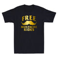 Free Mustache Rides Funny Beard Meme Quote Gift Cool Men's Short Sleeve T-Shirt