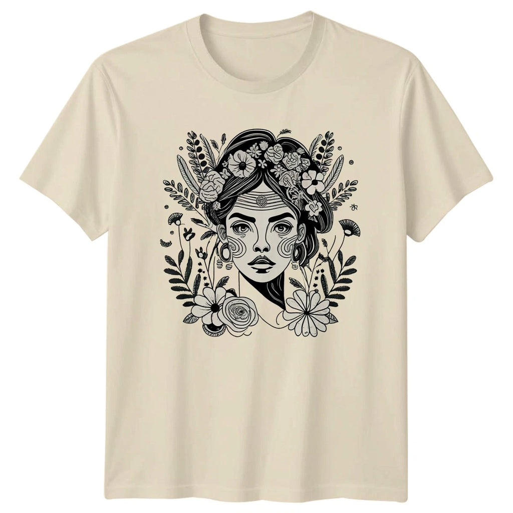 Boho Floral Woman Nature Art Womens T-Shirt Floral Art Botanical Birthday Gift