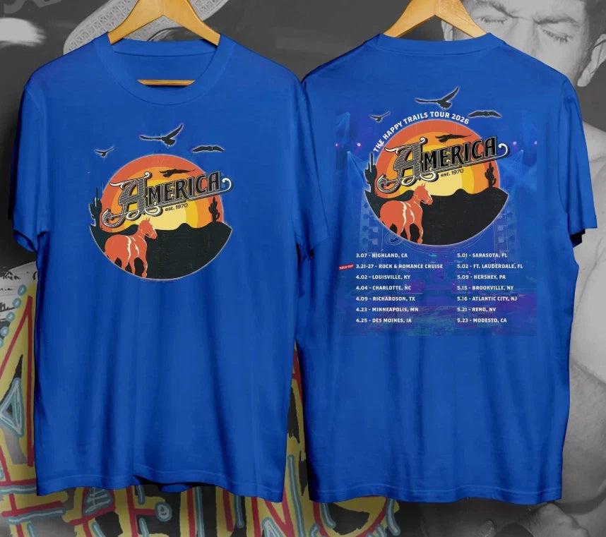 America The Band The Happy Trails Tour 2026 Royal Color Full Size Shirt