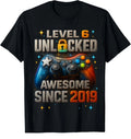 Level 6 Unlocked Birthday Shirt – Awesome Since 2019 Gamer Kids Gift Tee