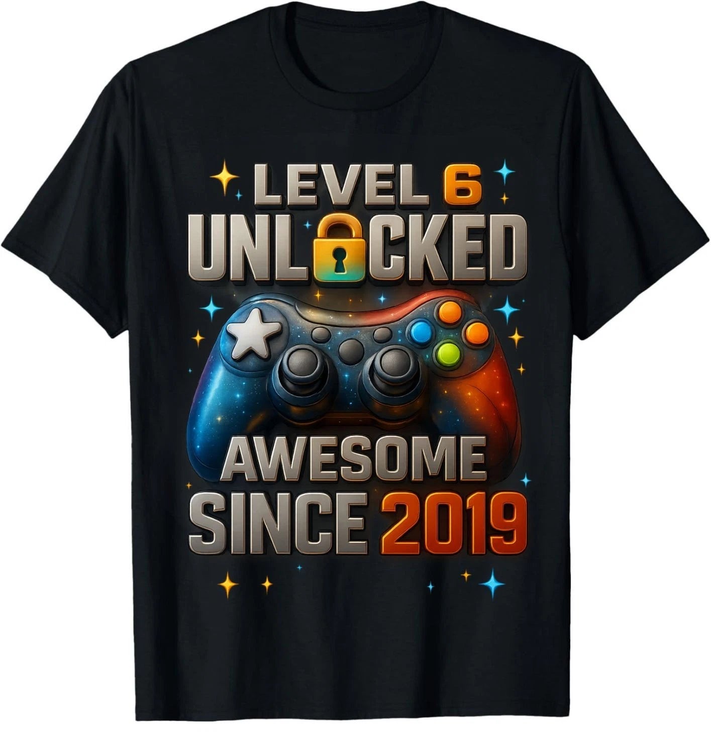 Level 6 Unlocked Birthday Shirt – Awesome Since 2019 Gamer Kids Gift Tee