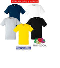Mens Heavy Cotton Tee Plain Casual Crew T Shirt 3 & 5 Pack Fruit Of The Loom Tee