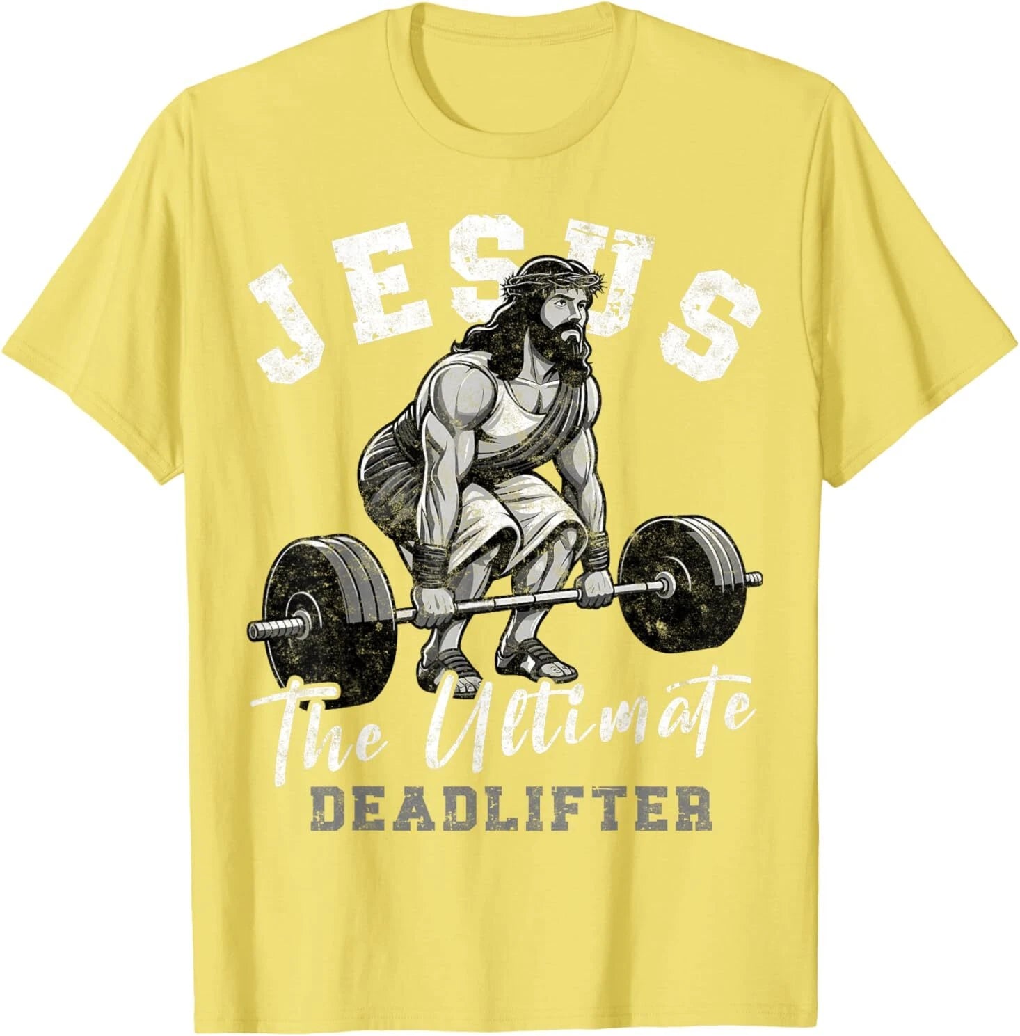 Jesus The Ultimate Deadlifter Funny Christian Workout Gym T-Shirt, Small, Black