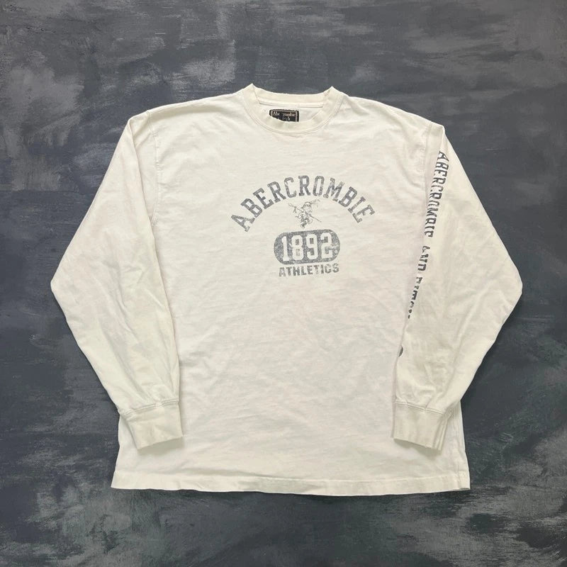 Vintage Abercrombie & Fitch Shirt Mens Large White 2000s Y2K Long Sleeve