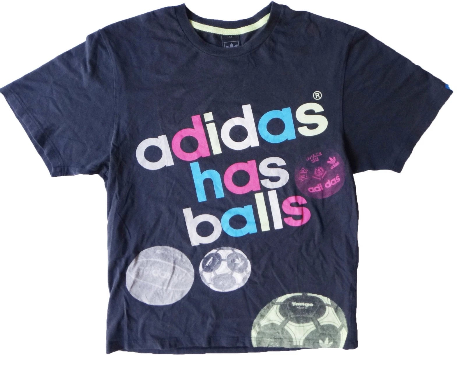 Vintage Adidas Trefoil rainbow tee ball soccer basketball football black shirt
