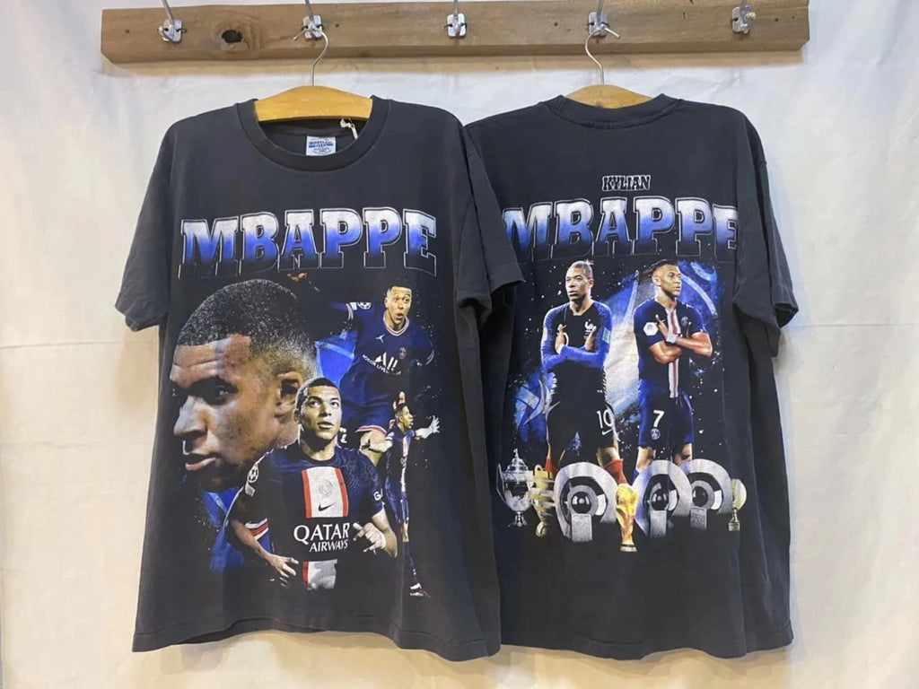 Vintage Style Kylian Mbappe T-Shirt PSG Soccer Size L