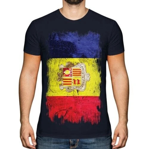 Andorra Grunge Flag Men T-Shirt Andorran Football Jersey Gift