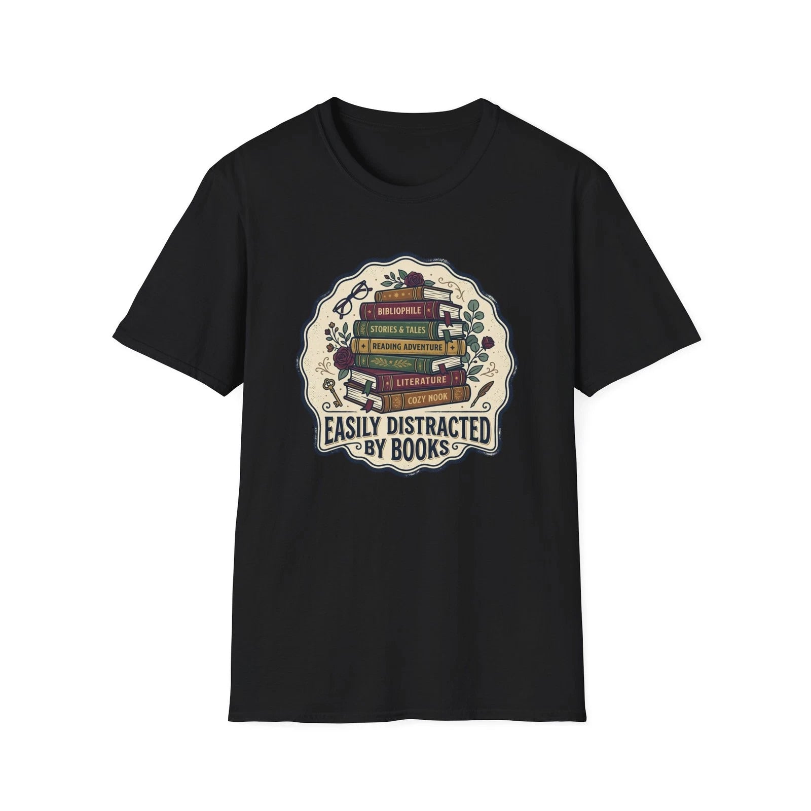 Easily Distracted By Books Funny Reading Bookworm Book Lover Gift Tee Shirt