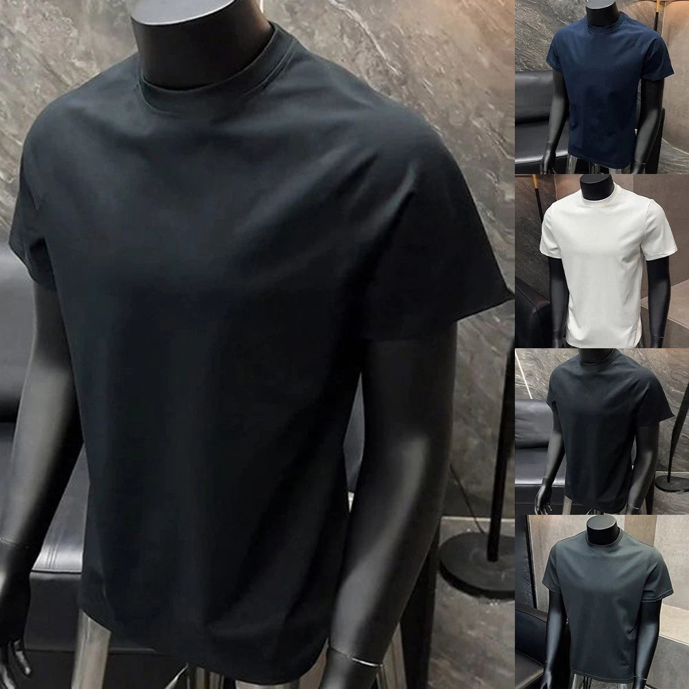 Mens Short Sleeve Pullover Crew Neck Tee Casual Top For Daily Wear Streetwear
