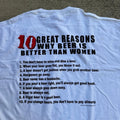 Vintage Shirt Mens XL White 10 Reasons Beer Better than Women Funny Dad Gag Gift