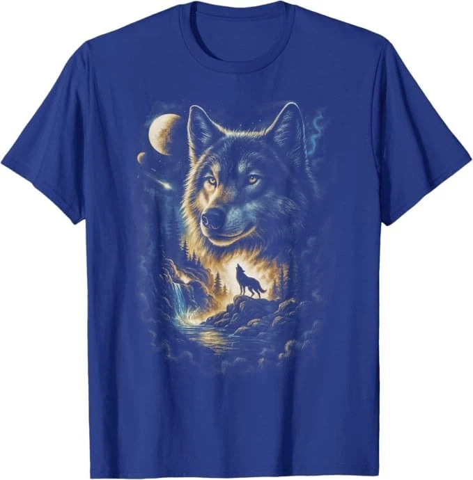 Wolf Howling Moon Forest Nature Wildlife Lovers Animal Men T-Shirt