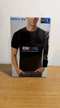 32 Degrees Cool Men's T-Shirt 3 Pack Quick Dry Stretch Crew Neck Black Large