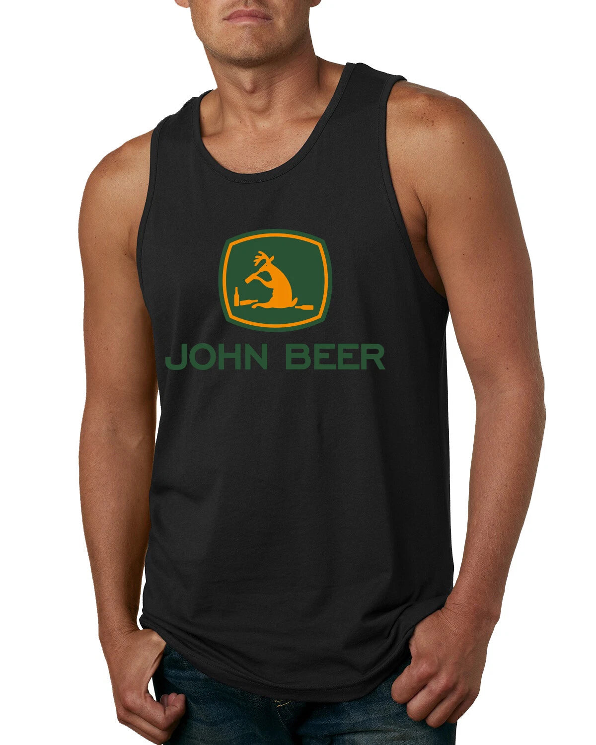 John Beer Logo Parody Drinking Men Graphic Tank Top