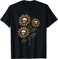 Skull Sunflowers Gothic Goth Creepy Cute Alt Grunge Y2K T-Shirt