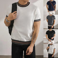 Men's Polyester Spandex Knitted Top Short Sleeve Slim Fit O Neck Design