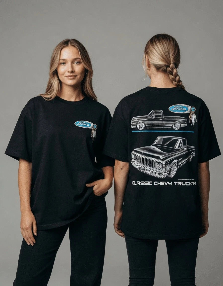 Classic 70s Pickup Truck Vintage Style Graphic T Shirt Car Fan Tee