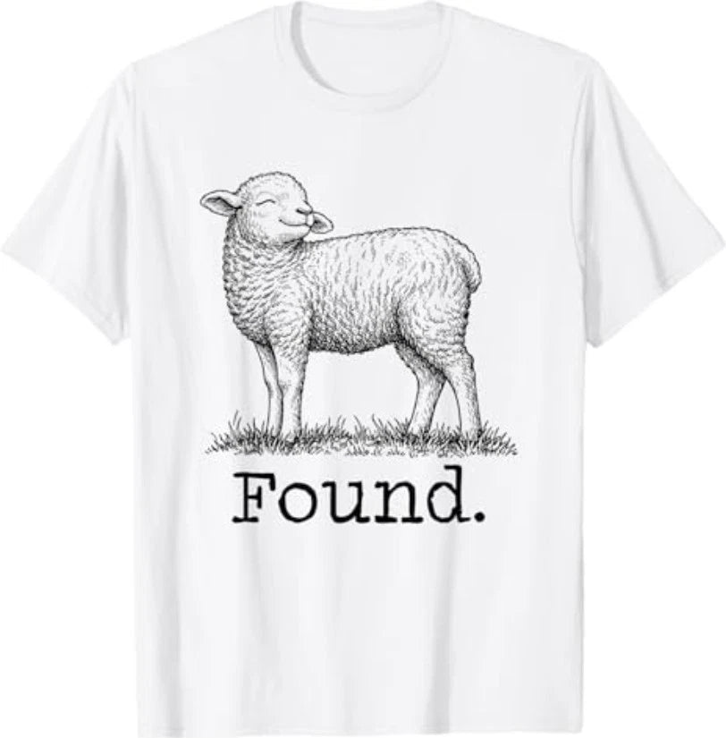 Found Minimalist Sheep Christian Psalm 23 Lamb Christian T-Shirt S-3XL