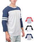 ZIMEGO Men’s Baseball Tee 3/4 Sleeve Crewneck Cotton Blend Athleisure Activewear