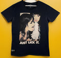 Two Angle Paris JUST LICK IT Sneakers Graphic T Shirt Black Size Large Girl Face