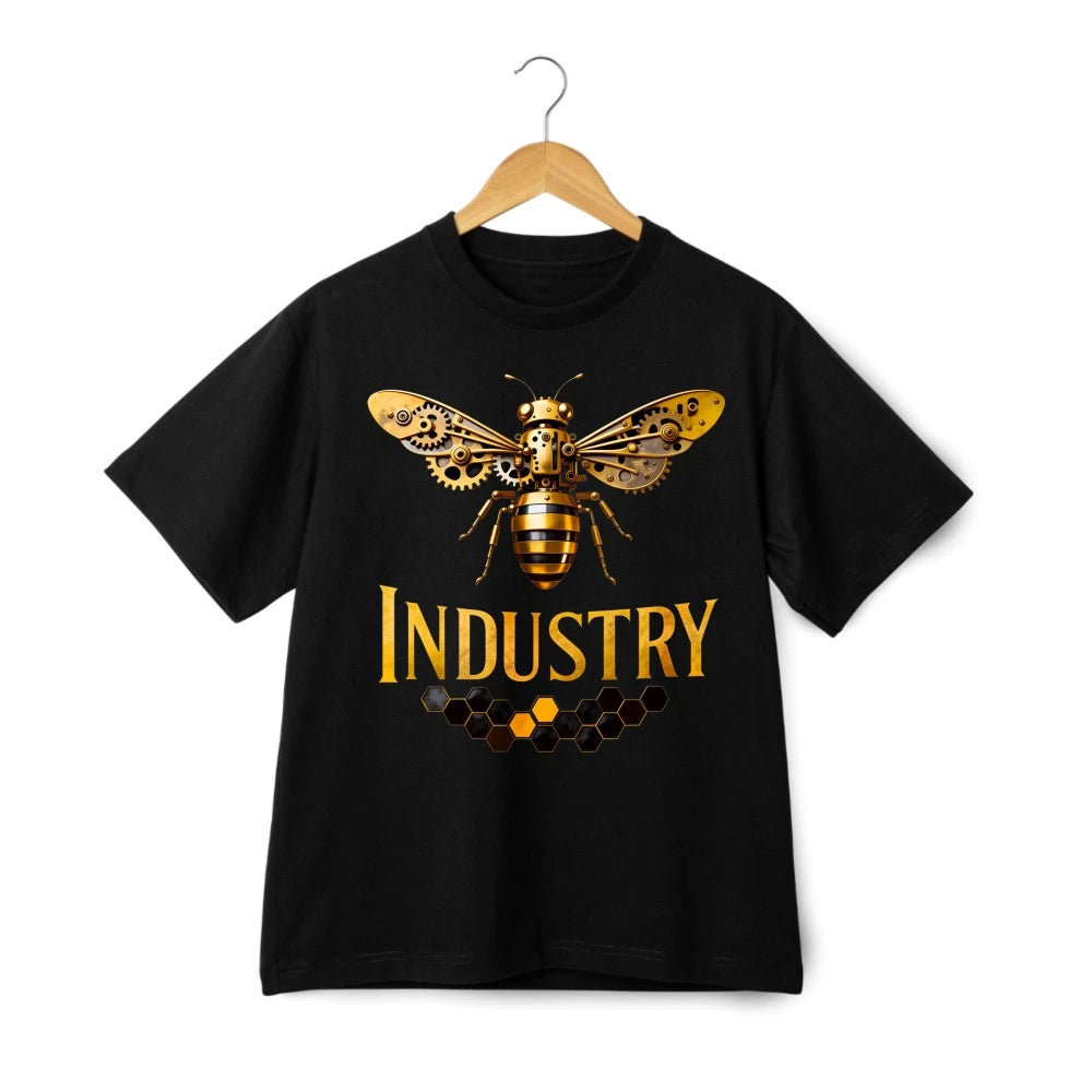 Trendy Steampunk Bee Industry Graphic Tee|Industrial Fashion&Casual Hang Shirt