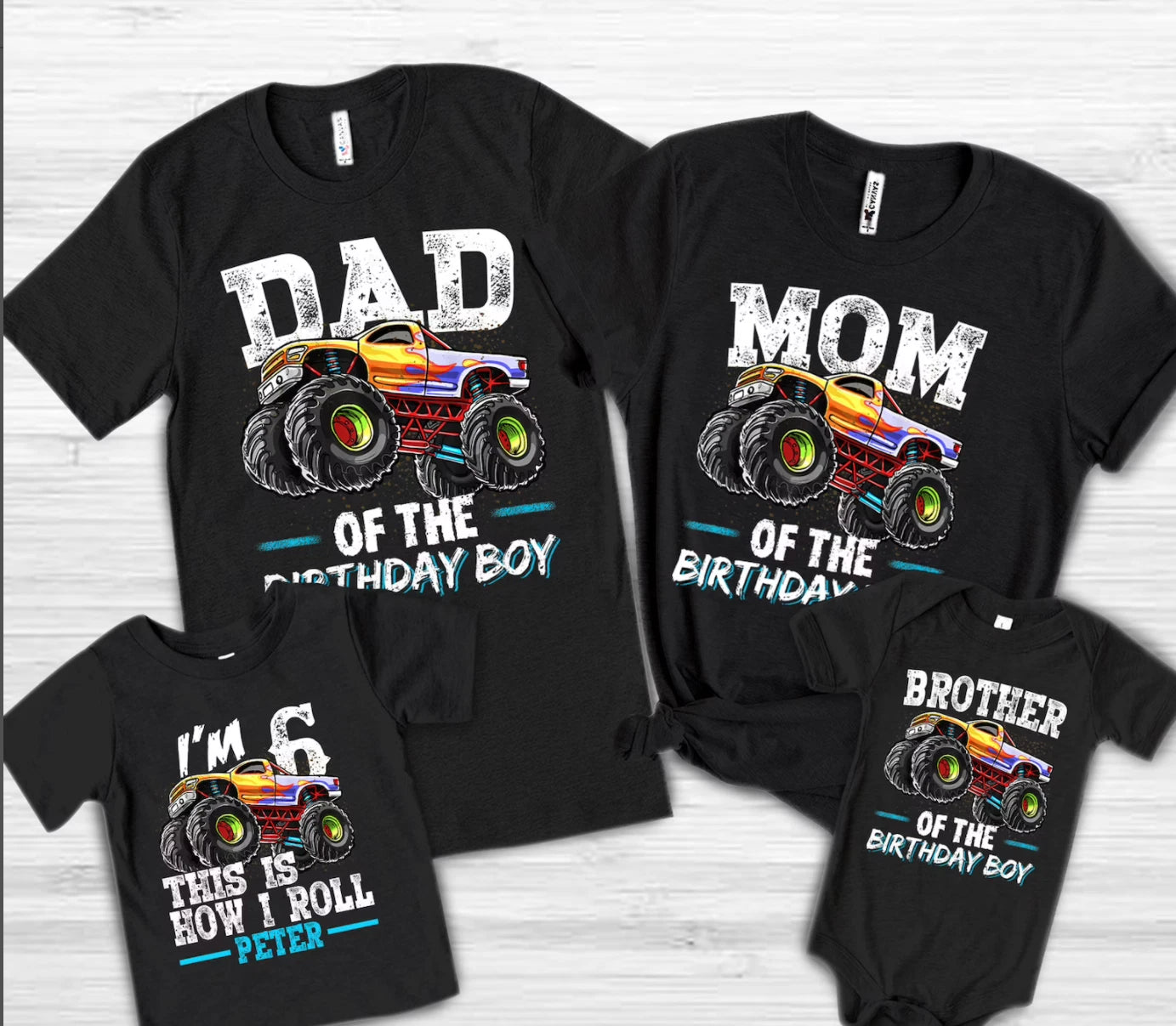 Monster Truck Custom Birthday Shirt, Personalized Family Birthday Shirts