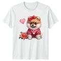 Pomeranian Puppy Hearts Womens T-Shirt Mens Tee Graphic Unisex Top