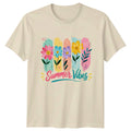 Summer Vibes Womens T-Shirt Retro Boho Daisies Floral Summer Gift For Her
