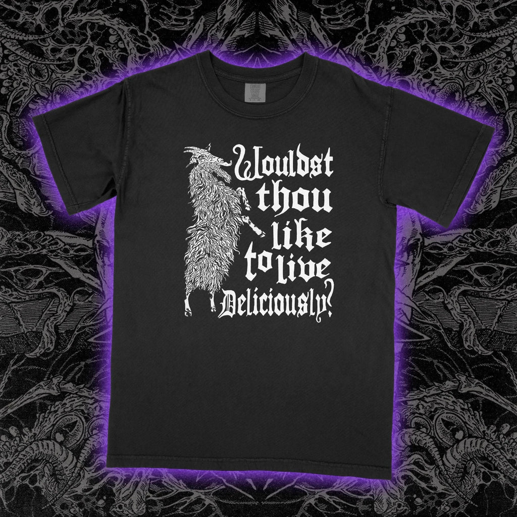 Live Deliciously Black Phillip Tee shirt  , Unisex Tee